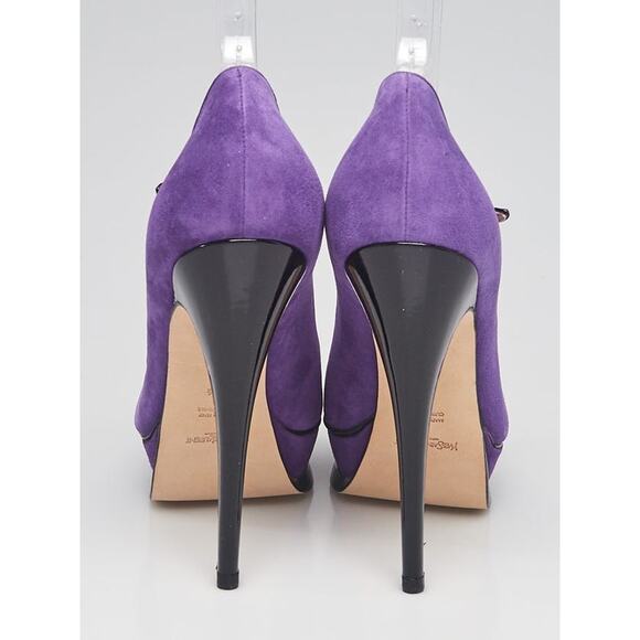 Yves Saint Laurent Tribute Mary Jane Suede Platform Pumps Purple - 41 - Picture 4 of 5